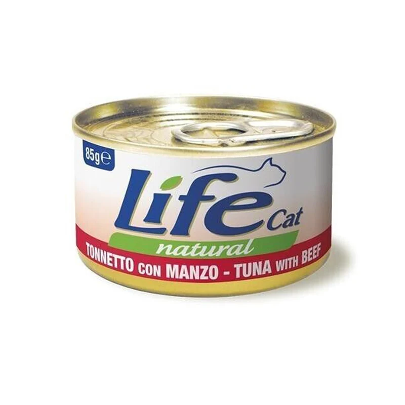 Life Cat Natural Tonnetto con Manzo 85g - Cibo Umido per Gatti