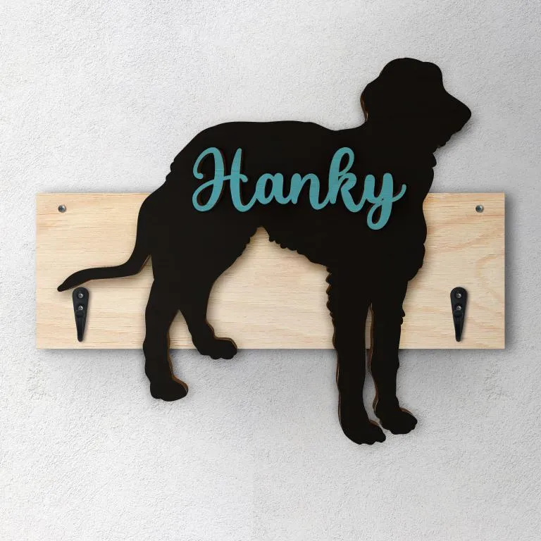 Deerhound Scozzese - Porta guinzaglio e/o chiavi personalizzato con il nome del tuo cane