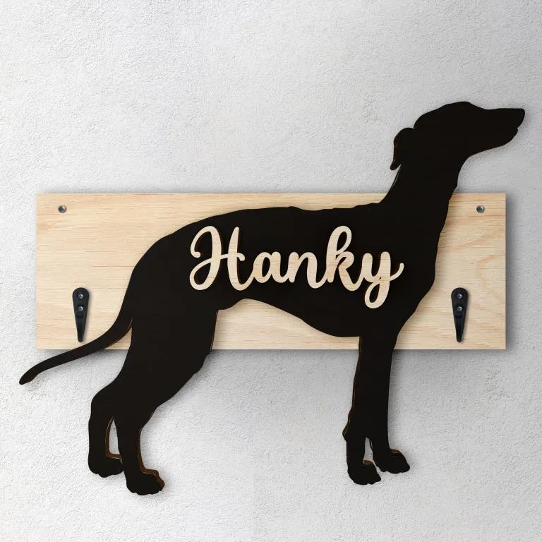 Greyhound - Porta guinzaglio e/o chiavi personalizzato con il nome del tuo cane