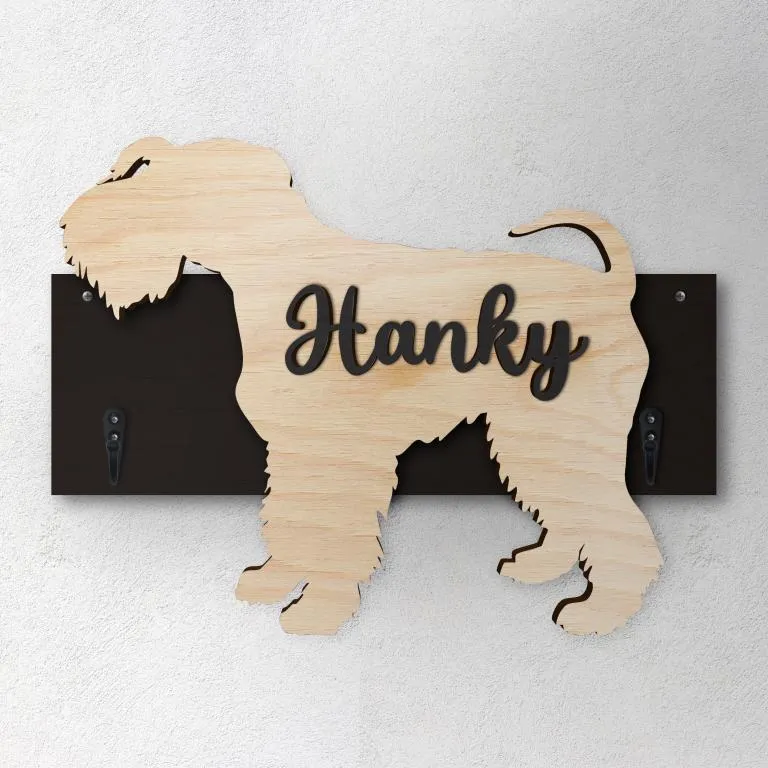 Kerry Blue Terrier - Porta guinzaglio e/o chiavi personalizzato con il nome del tuo cane