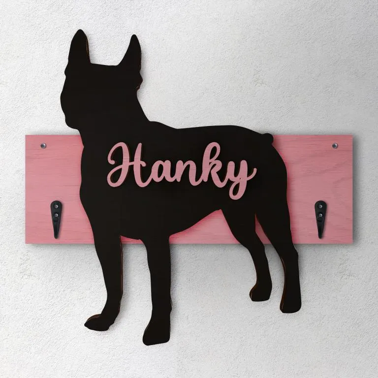 Boston Terrier - Porta guinzaglio e/o chiavi personalizzato con il nome del tuo cane