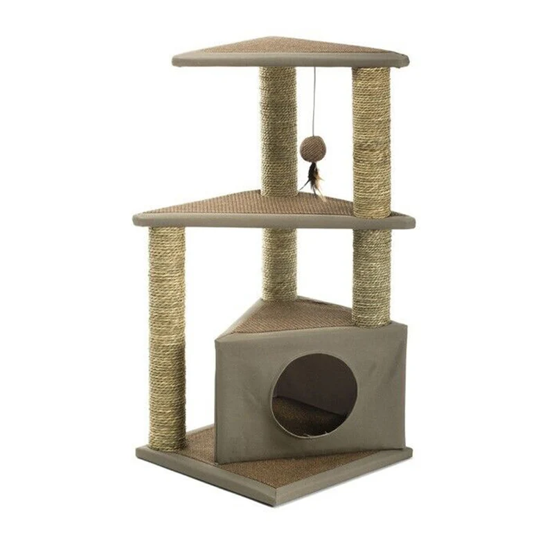 Imac Tiragraffi Cat's Den Tiragraffi per Gatti con Cuccetta e Gioco 40x40x84 cm