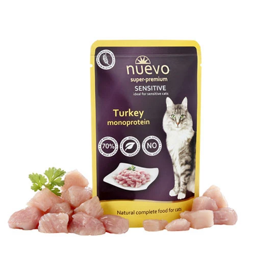 Nuevo Sensitive Tacchino Umido Bustine Gatto Monoproteico