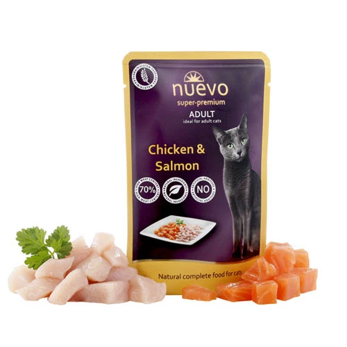 Nuevo Adult Pollo e Salmone Bustine Umido Gatto