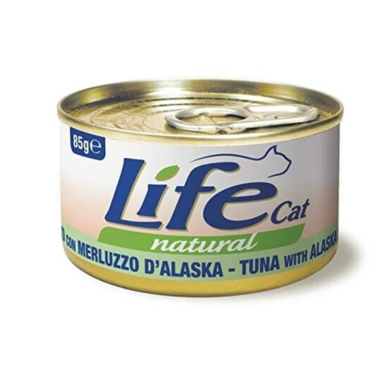 Life Cat Natural Tonnetto con Merluzzo d'Alaska 85g - Cibo Umido per Gatti