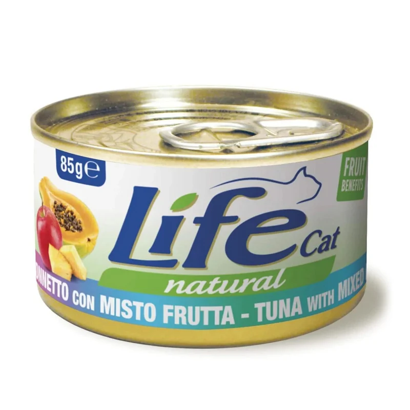 Life Cat Natural Tonnetto con Misto Frutta 85g - Cibo Umido per Gatti