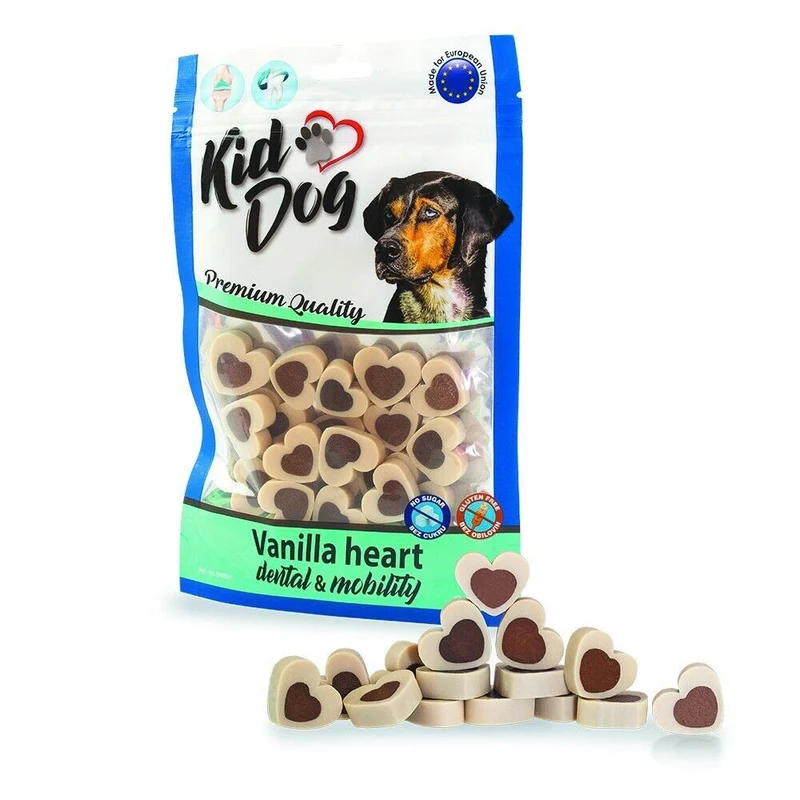 Kid Dog Cuoricini di Vaniglia per la Salute dei Denti Snack per Cani 80 g
