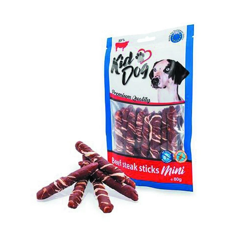 Kid Dog Stick di Bufalo Avvolti con Carne di Manzo Grigliato Snack per Cani 80 g