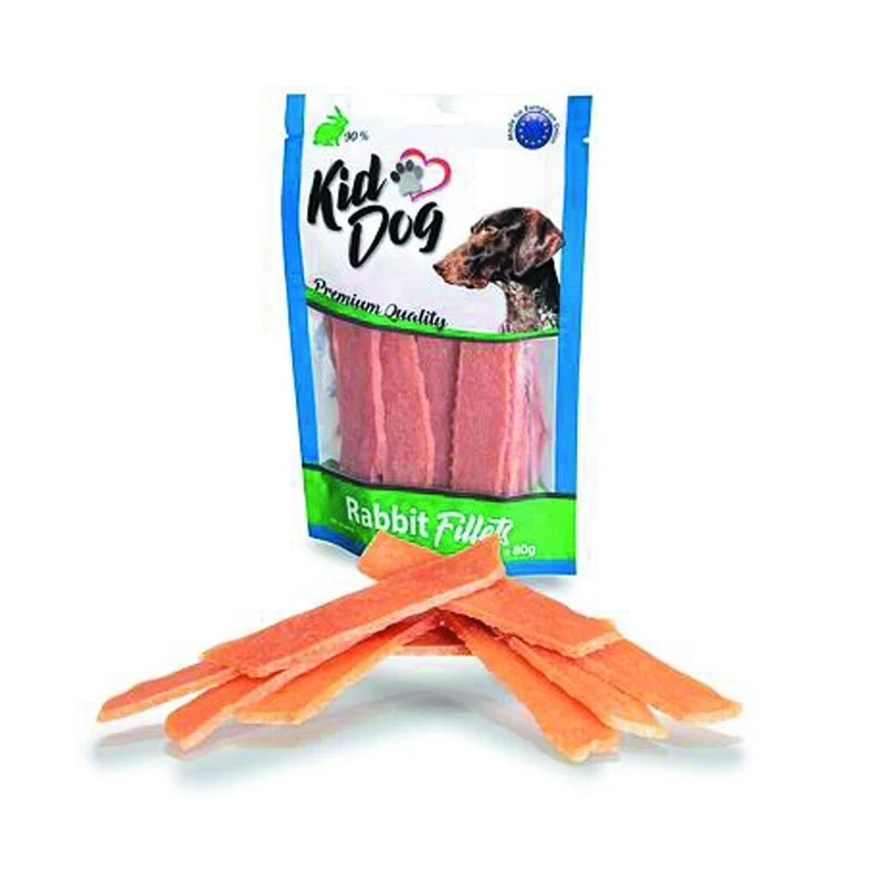 Kid Dog Filetti di Coniglio Snack per Cani Strisce Morbide di Coniglio 80 g