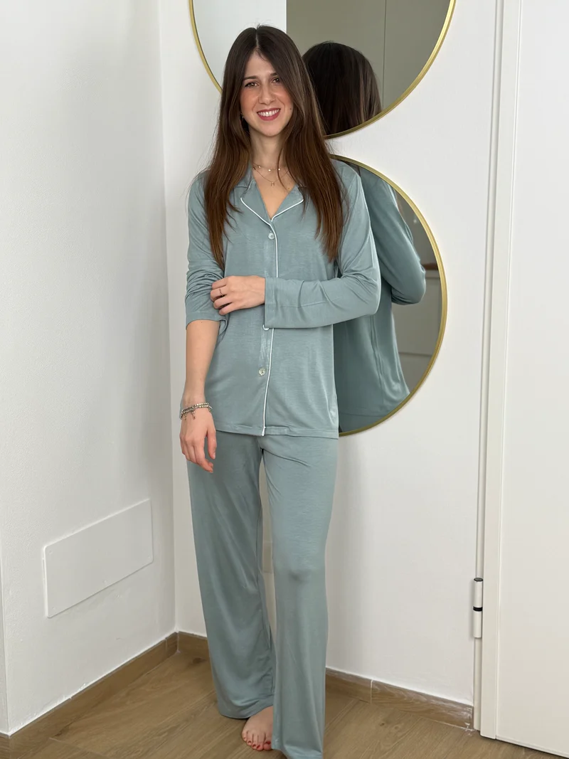 Pigiama Donna Aperto Piping