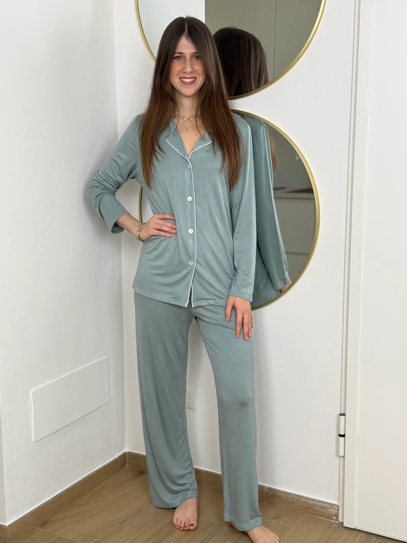 Pigiama Donna Aperto Piping