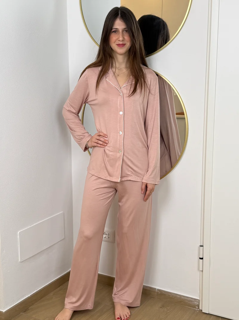 Pigiama Donna Aperto Piping