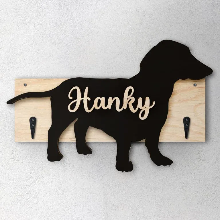 Dachshund - Porta guinzaglio e/o chiavi personalizzato con il nome del tuo cane