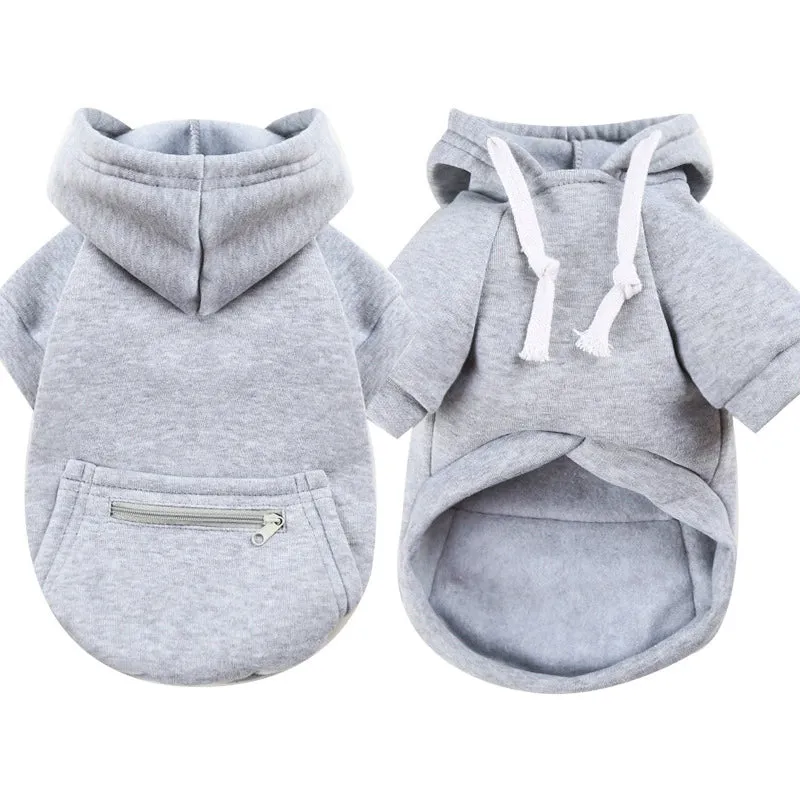 Small and Medium Dogs Dog Cat Pet Zipper Pocket Sweatshirt Trendy Teddy/Pomeranian Jarre Aero Bull Products for Autumn and Winter Clothes
