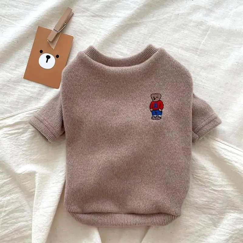 Cute Pet Dogs Clothes Bear Embroidery Autumn Warm Dogs Pullover Sweater For Small Medium Dog Sweatshirt Ropa Perro Chihuahua