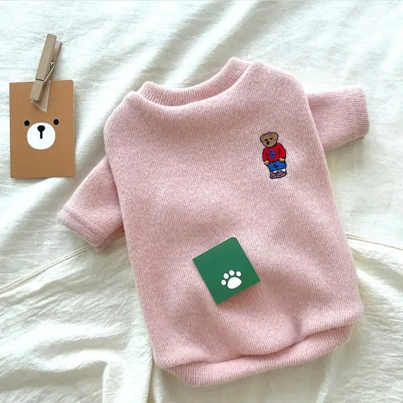 Cute Pet Dogs Clothes Bear Embroidery Autumn Warm Dogs Pullover Sweater For Small Medium Dog Sweatshirt Ropa Perro Chihuahua