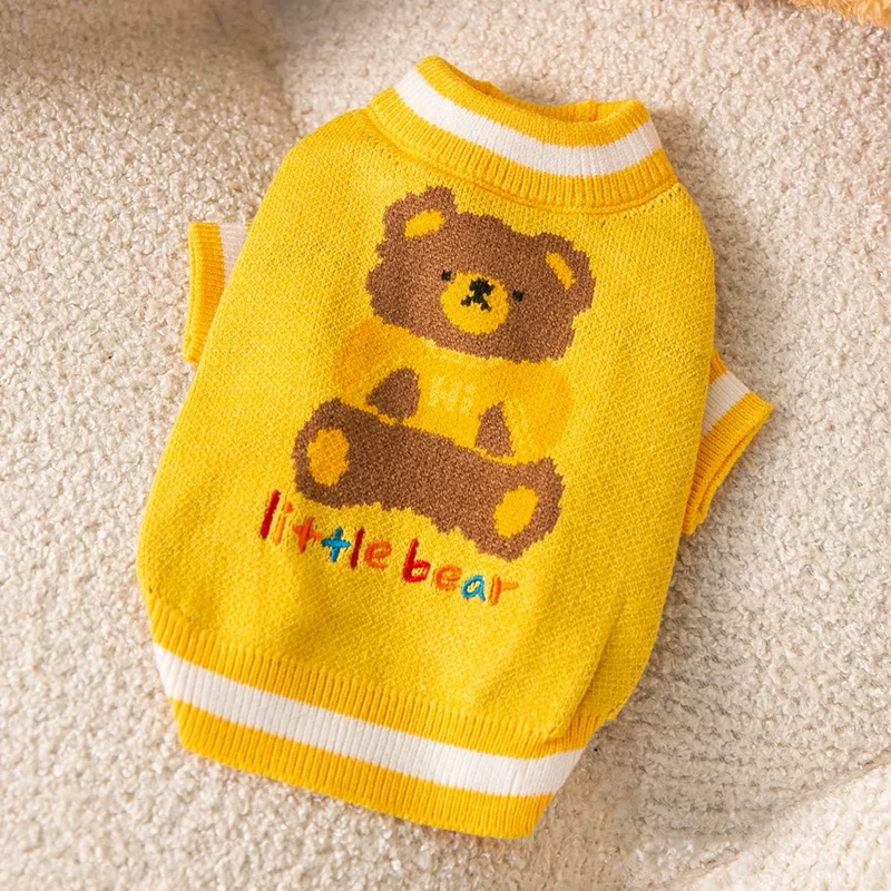 Dog Striped Sweater Spring and Autumn Clothes Teddy Autumn Clothes Bichon Pomeranian Jarre Aero Bull Corgi Cat Pet Small Size Dogs