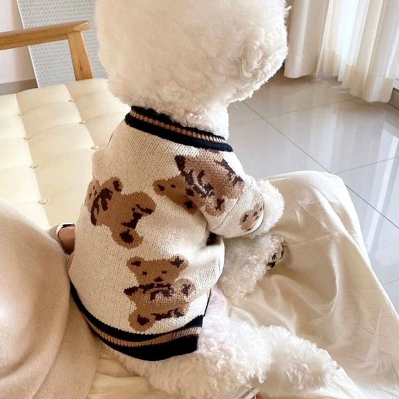 Dog Striped Sweater Spring and Autumn Clothes Teddy Autumn Clothes Bichon Pomeranian Jarre Aero Bull Corgi Cat Pet Small Size Dogs
