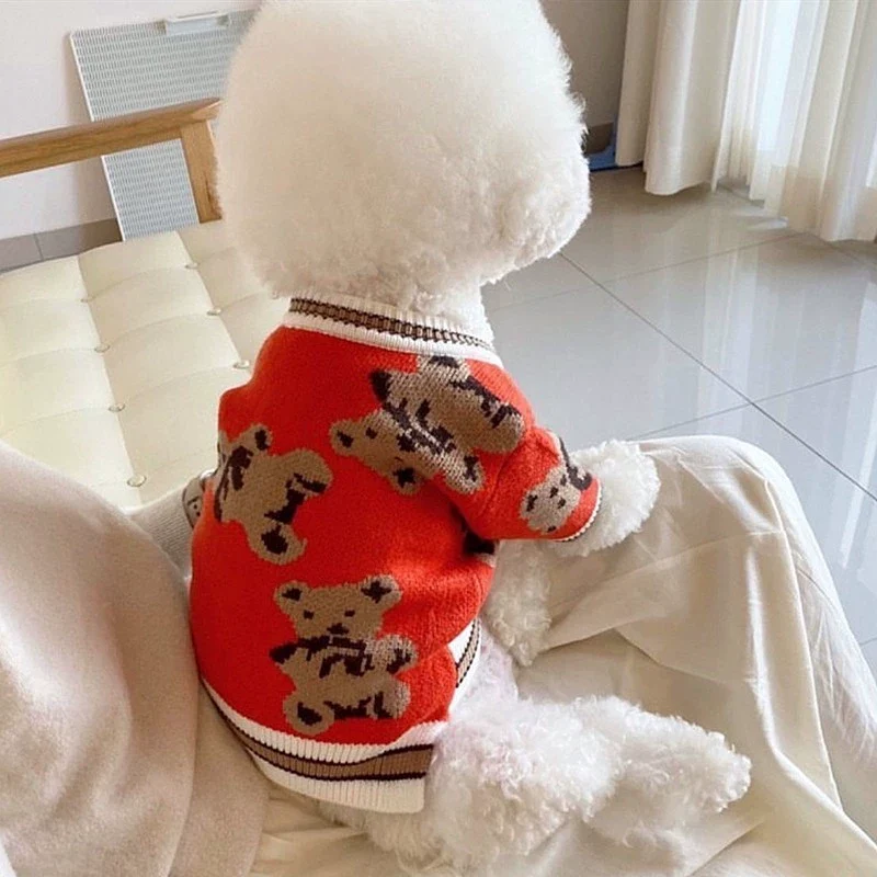 Dog Striped Sweater Spring and Autumn Clothes Teddy Autumn Clothes Bichon Pomeranian Jarre Aero Bull Corgi Cat Pet Small Size Dogs