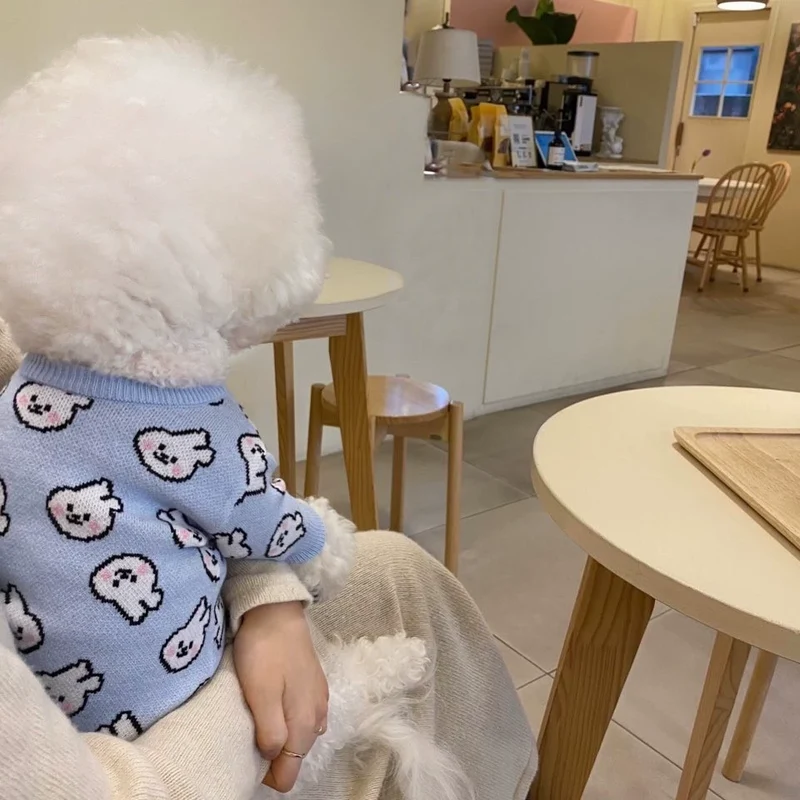 Dog Striped Sweater Spring and Autumn Clothes Teddy Autumn Clothes Bichon Pomeranian Jarre Aero Bull Corgi Cat Pet Small Size Dogs