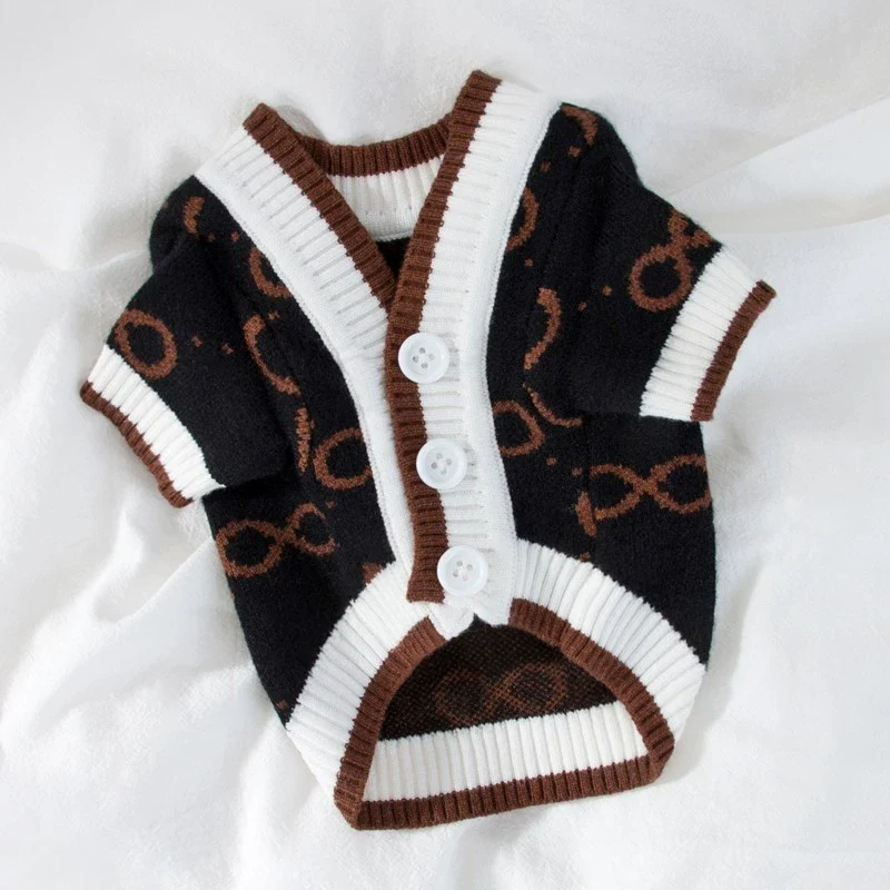 Dog Striped Sweater Spring and Autumn Clothes Teddy Autumn Clothes Bichon Pomeranian Jarre Aero Bull Corgi Cat Pet Small Size Dogs