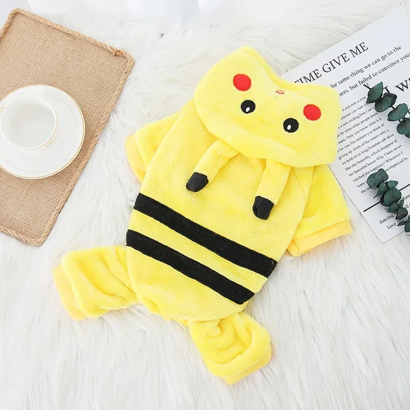 Winter Warm Fleece Dog Clothes Funny Pet Clothes for Small Medium Dogs Chihuahua Teddy Puppy Cat Dinosaur Outfit Pet Dog Hoodies