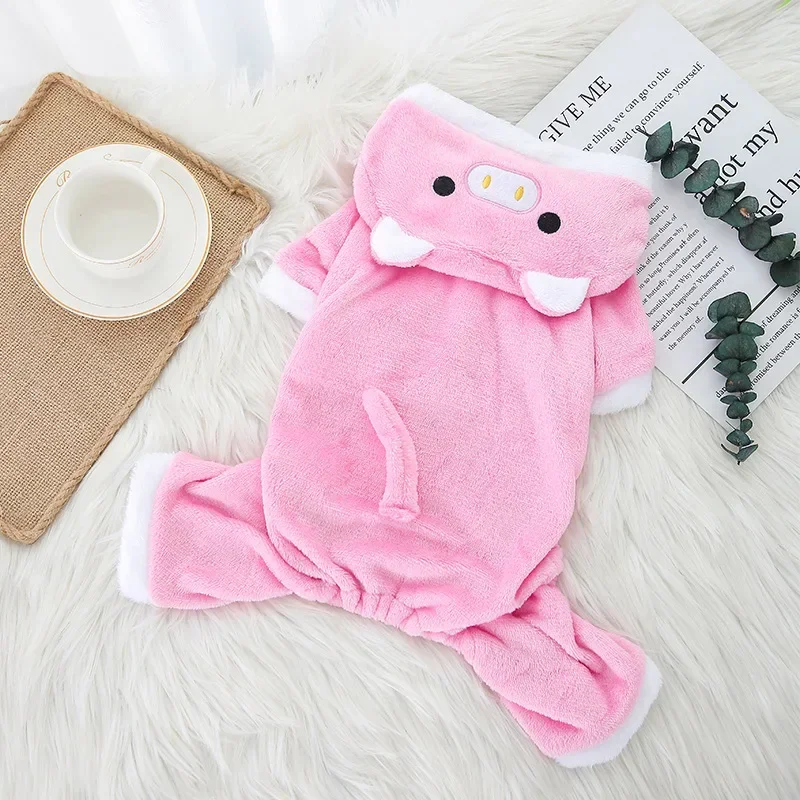Winter Warm Fleece Dog Clothes Funny Pet Clothes for Small Medium Dogs Chihuahua Teddy Puppy Cat Dinosaur Outfit Pet Dog Hoodies
