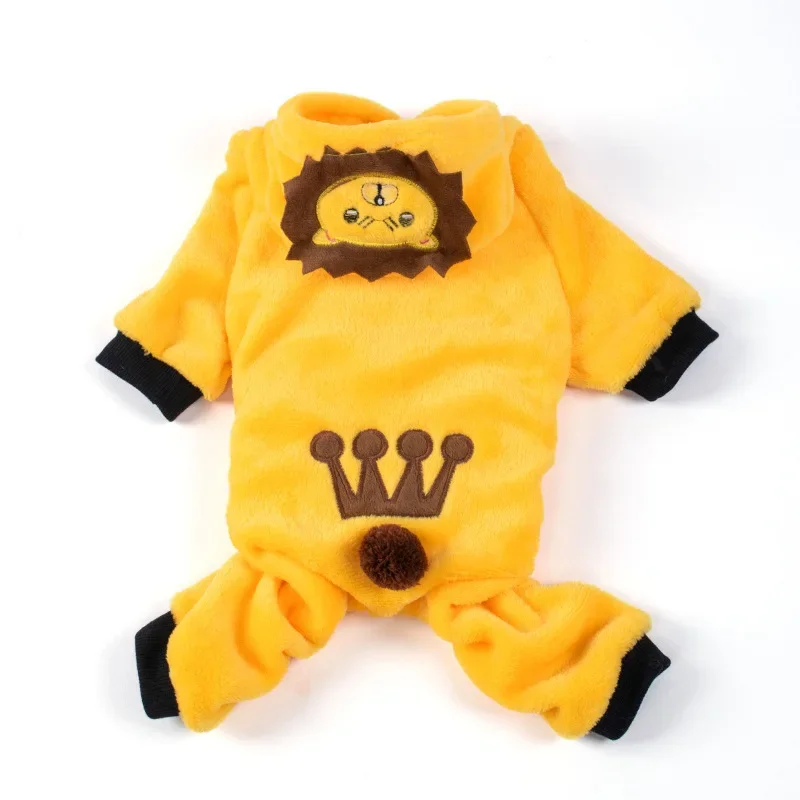 Winter Warm Fleece Dog Clothes Funny Pet Clothes for Small Medium Dogs Chihuahua Teddy Puppy Cat Dinosaur Outfit Pet Dog Hoodies