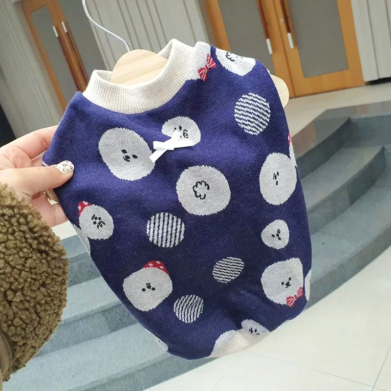Pet Schnauzer Knitted Sweater Autumn and Winter Clothing Teddy Cat Cat Bichon Small Size Dogs VIP Pomeranian Dog Clothes