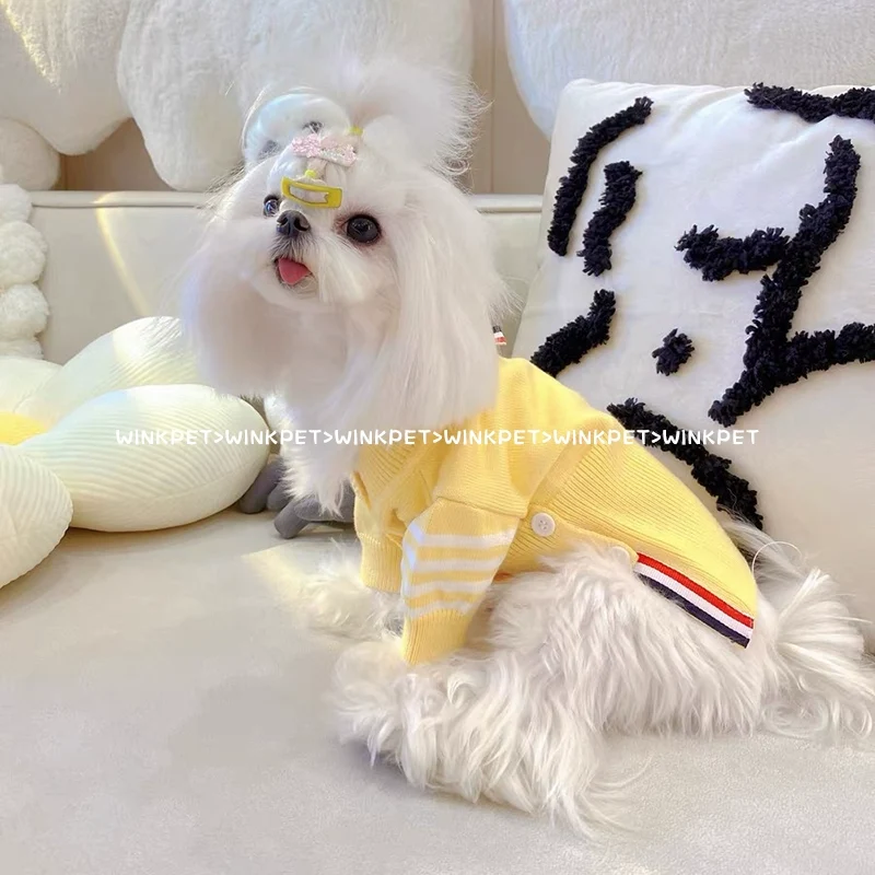 Dog Autumn and Winter Clothes Pet Sweater Cardigan Maltese Bichon Teddy/Pomeranian Small Size Dogs Cat Autumn and Winter Clothing