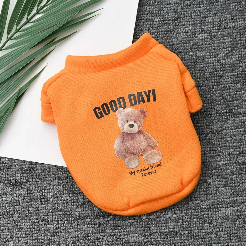 Dog Clothes Dog Costume Pet Clothes Cartoon Bear Pet Shirt Puppy Clothes Pet Vest Pet Clothes Dog Sport Shirt XS-XXL