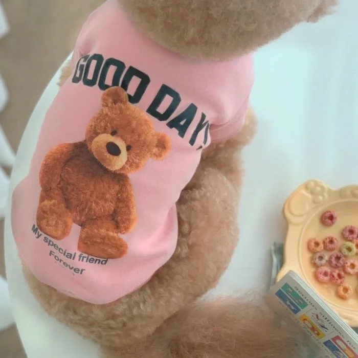 Dog Clothes Dog Costume Pet Clothes Cartoon Bear Pet Shirt Puppy Clothes Pet Vest Pet Clothes Dog Sport Shirt XS-XXL