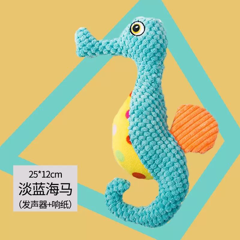 Pet Supplies Stuffed Toy Bite Octopus Toy Hippocampus Bends and Hitches Sound Toy Interactive Teddy Dog Bite-Resistant