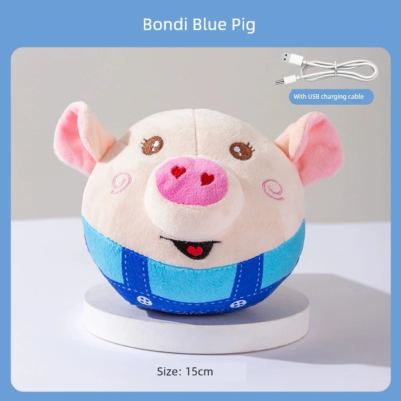 Dog Toy Electric Jumping Ball Stuffed Pet Self-Hi Relieving Stuffy Sound Puppy Molar Long Lasting Teddy Corgi