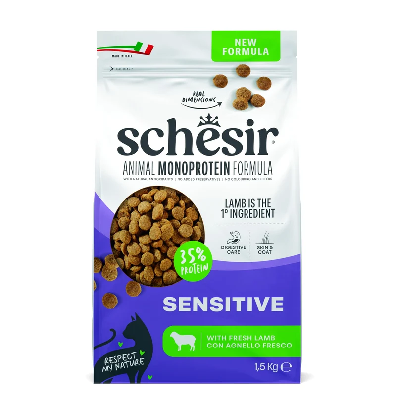 Schesir Sensitive Monoprotein Agnello Crocchette Gatto 1,5kg