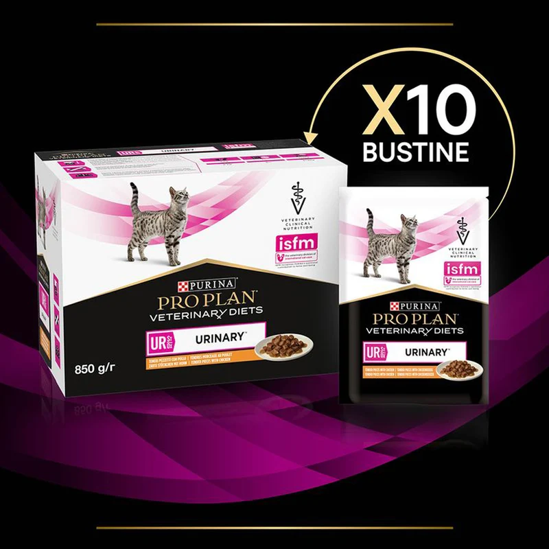 Purina Proplan Urinary al Pollo Alimento Medicato per Gatti Box 10 Bustine X Gr.85