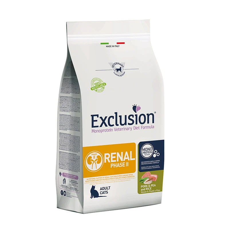 Exclusion Renal Phase II Cat Pork & Pea And Rice Alimento per Gatti 300g