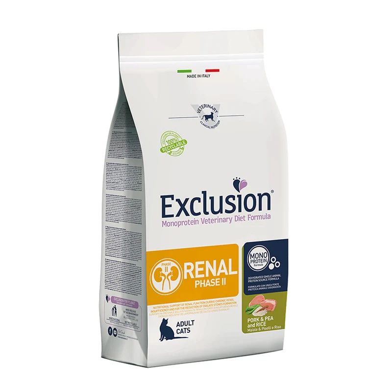 Exclusion Renal Phase II Cat Pork & Pea And Rice Alimento per Gatti 1,5kg