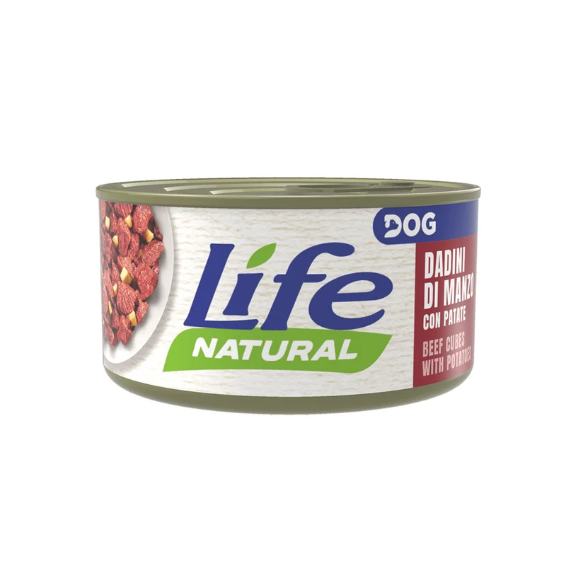 Life Dog Natural Dadini di Manzo con Patate 90g - Cibo Umido per Cani