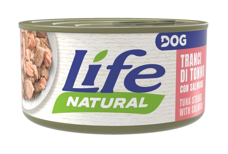 Life Dog Natural Tranci di Tonno con Salmone 90g - Cibo Umido per Cani