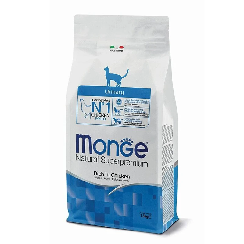 Monge Natural Urinary Ricco in Pollo Crocchette per Gatti al Pollo 1,5 kg