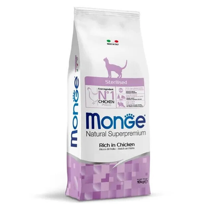 Monge Natural Sterilised Ricco in Pollo Crocchette per Gatti Sterilizzati