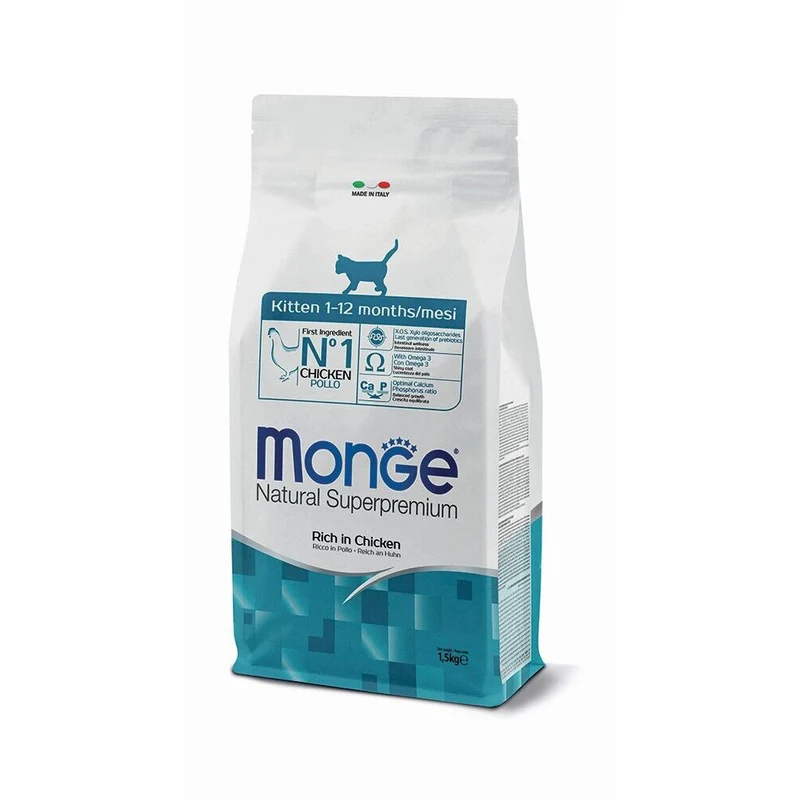 Monge Natural Kitten Ricco in Pollo Crocchette per Gatti Cuccioli al Pollo