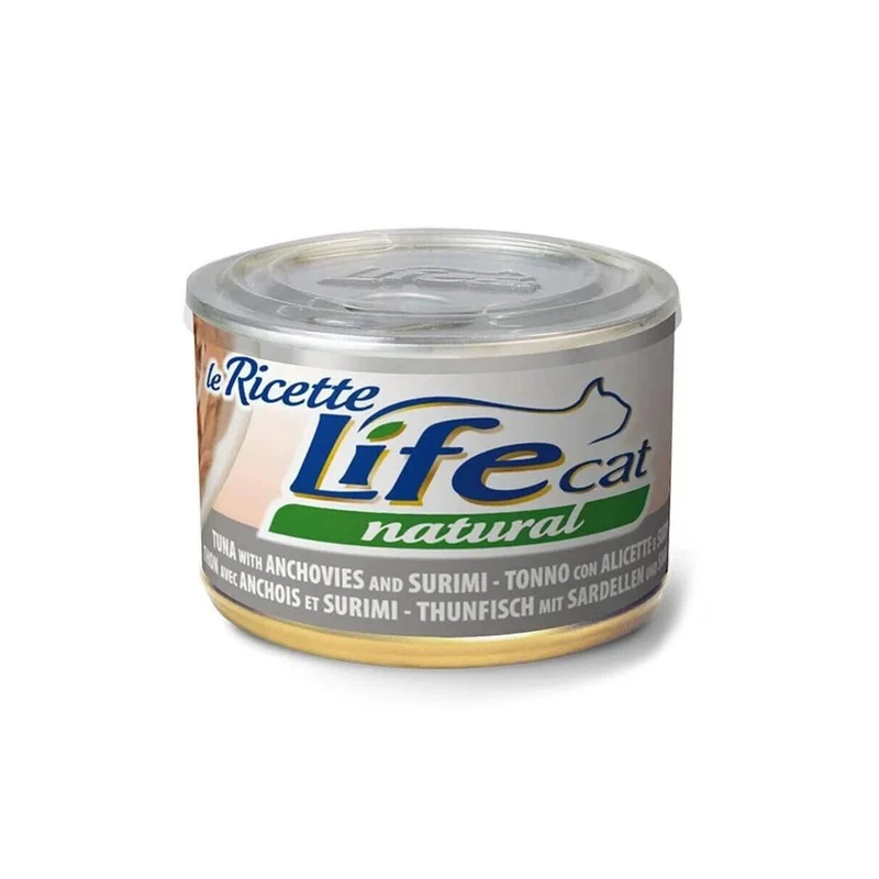 Life Cat Natural Ricette Tonno con Alicette e Surimi 150g - Cibo Umido per Gatti