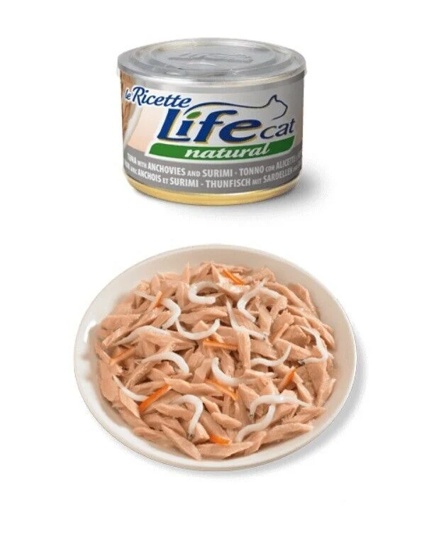 Life Cat Natural Ricette Tonno con Alicette e Surimi 150g - Cibo Umido per Gatti