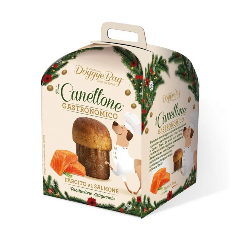 Doggye Bag Canettone Gastronomico al Salmone Panettone per Cani 125 g - Regalo di Natale.
