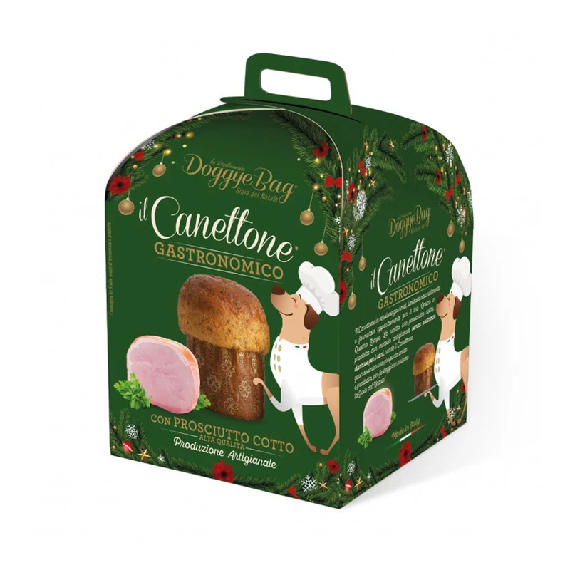 Doggye Bag Canettone Gastronomico al Prosciutto Cotto Panettone per Cani 125 g - Regalo di Natale