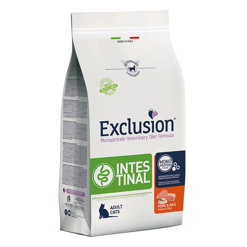 Exclusion Intestinal Cat Pork & Rice Alimento per Gatti Gastrointestinal 300g