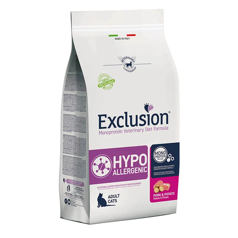 Exclusion Hypoallergenic Cat Pork & Potato Alimento Ipoallergenico Gatti 300g