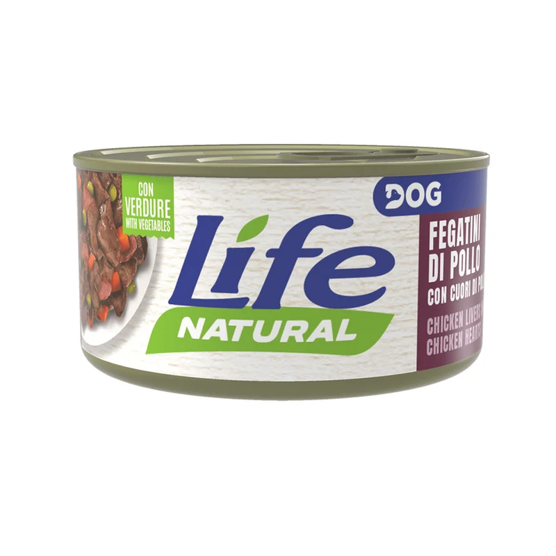 Life Dog Natural Fegatini di Pollo con Cuori di Pollo 90g - Cibo Umido per Cani